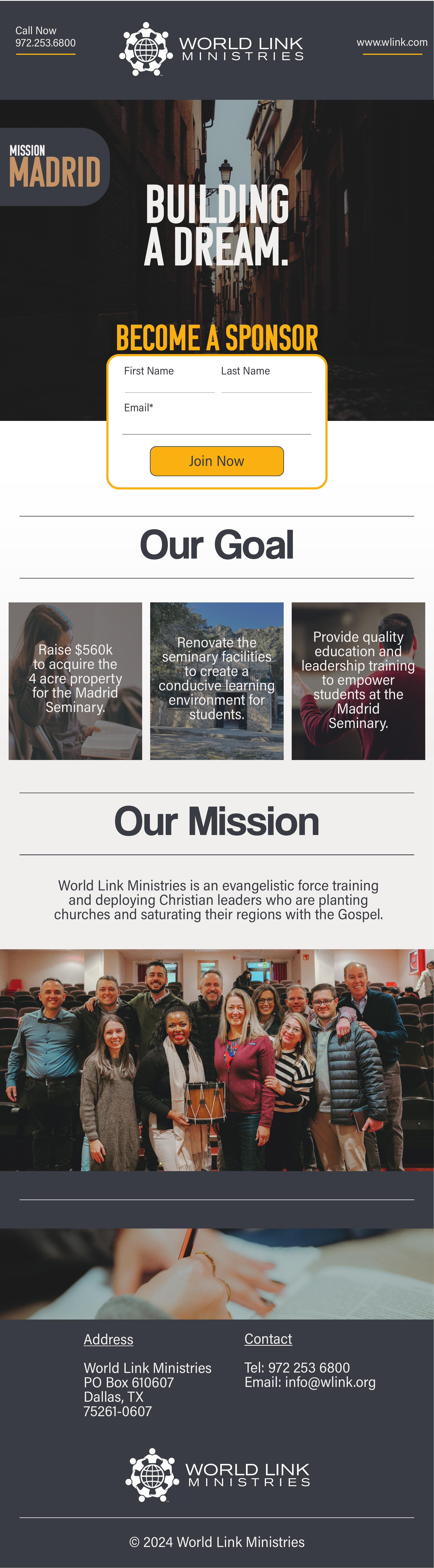 Worldlink Ministries — landing page (3 pages)